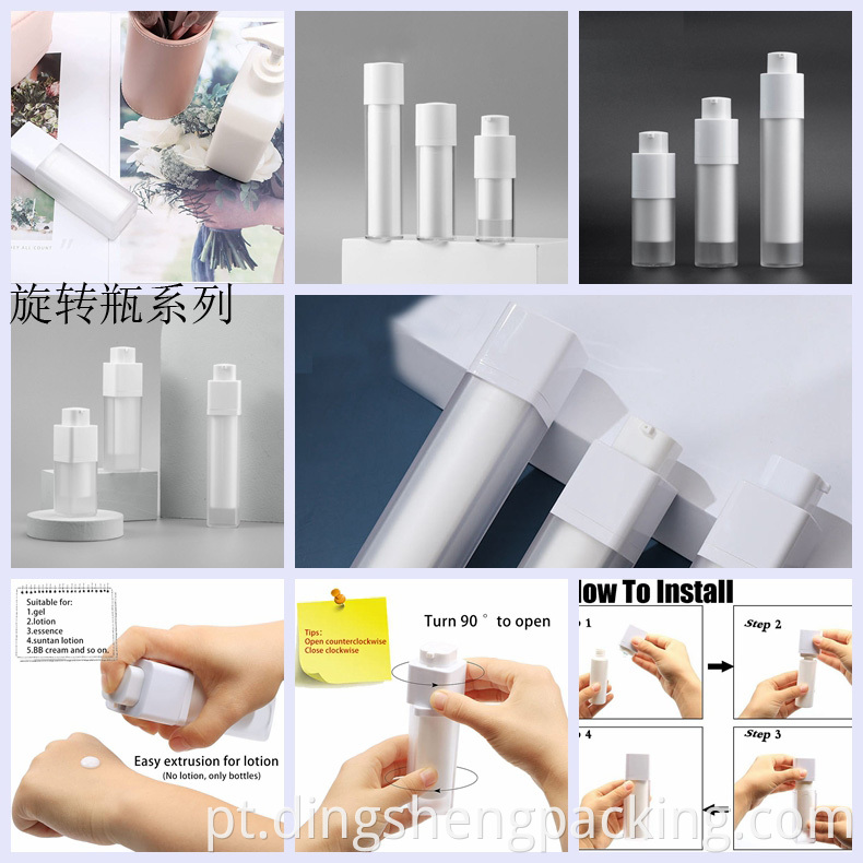 plastic cosmetic packaging red airless pump lotion bottle